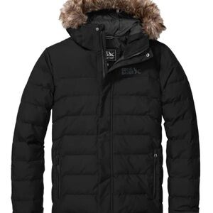 Eddie Bauer Black Quilted Jacket with Faux Fur Trim